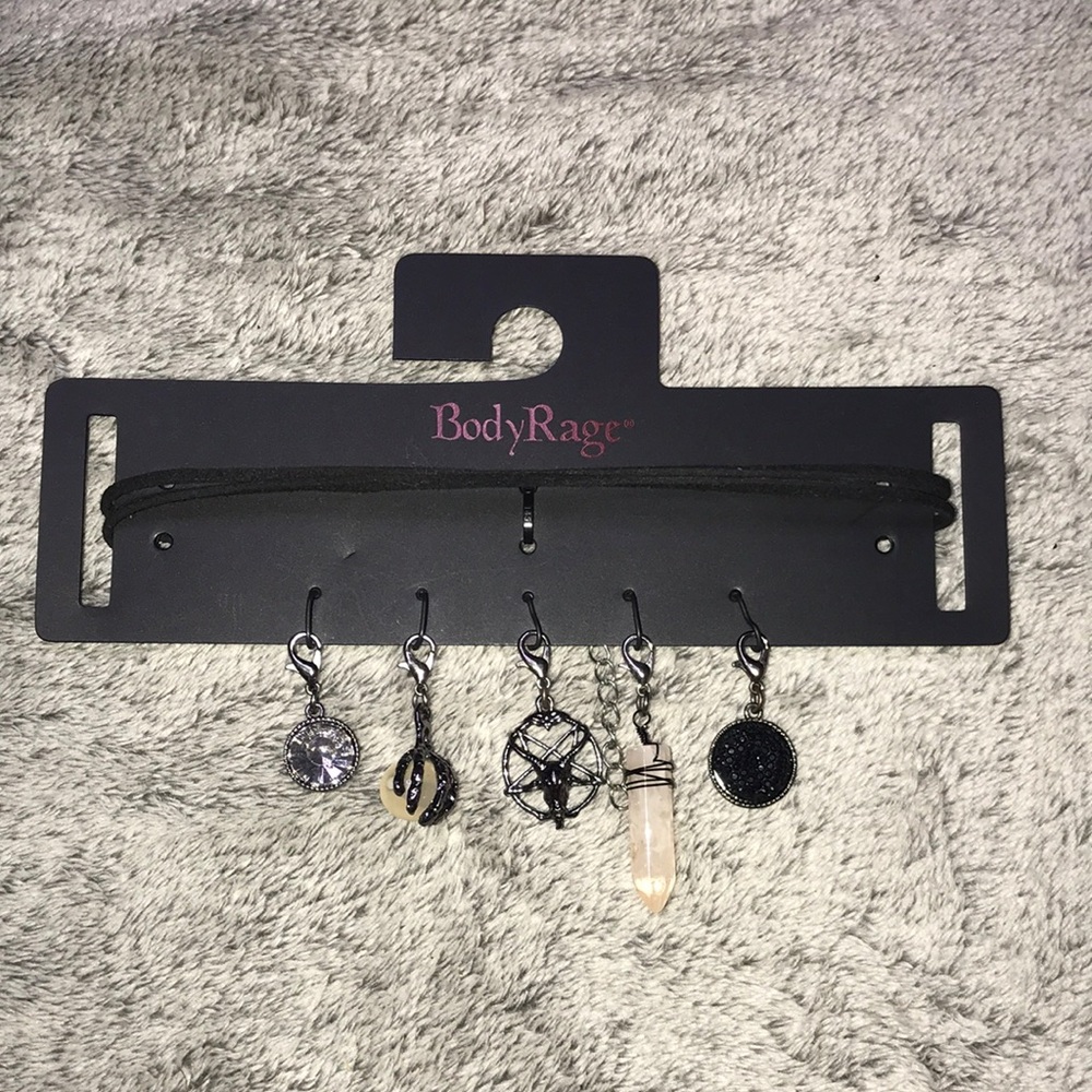 Black Multi-Charm Choker Necklace